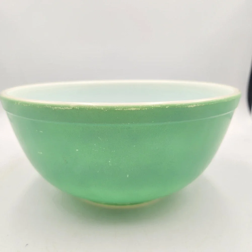 Vintage Pyrex U.S. PAT. OFF Green Mixing Bowl Rare 1940s Primary Medium Bowl